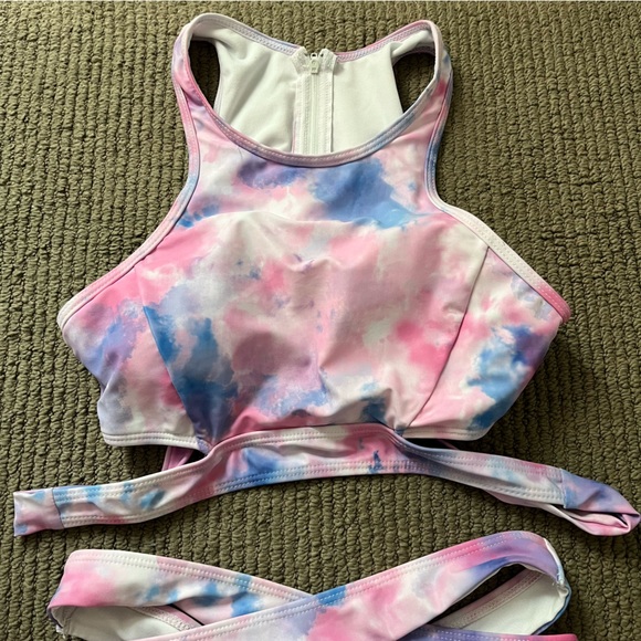 Tempt Me High Neck Criss Cross Tie Dye Bikini Swimsuit NWOT - Picture 9 of 9